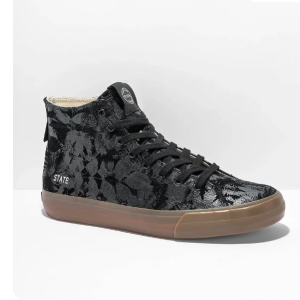 State Bushwick Black Leaf Camo Suede skate shoes 👟